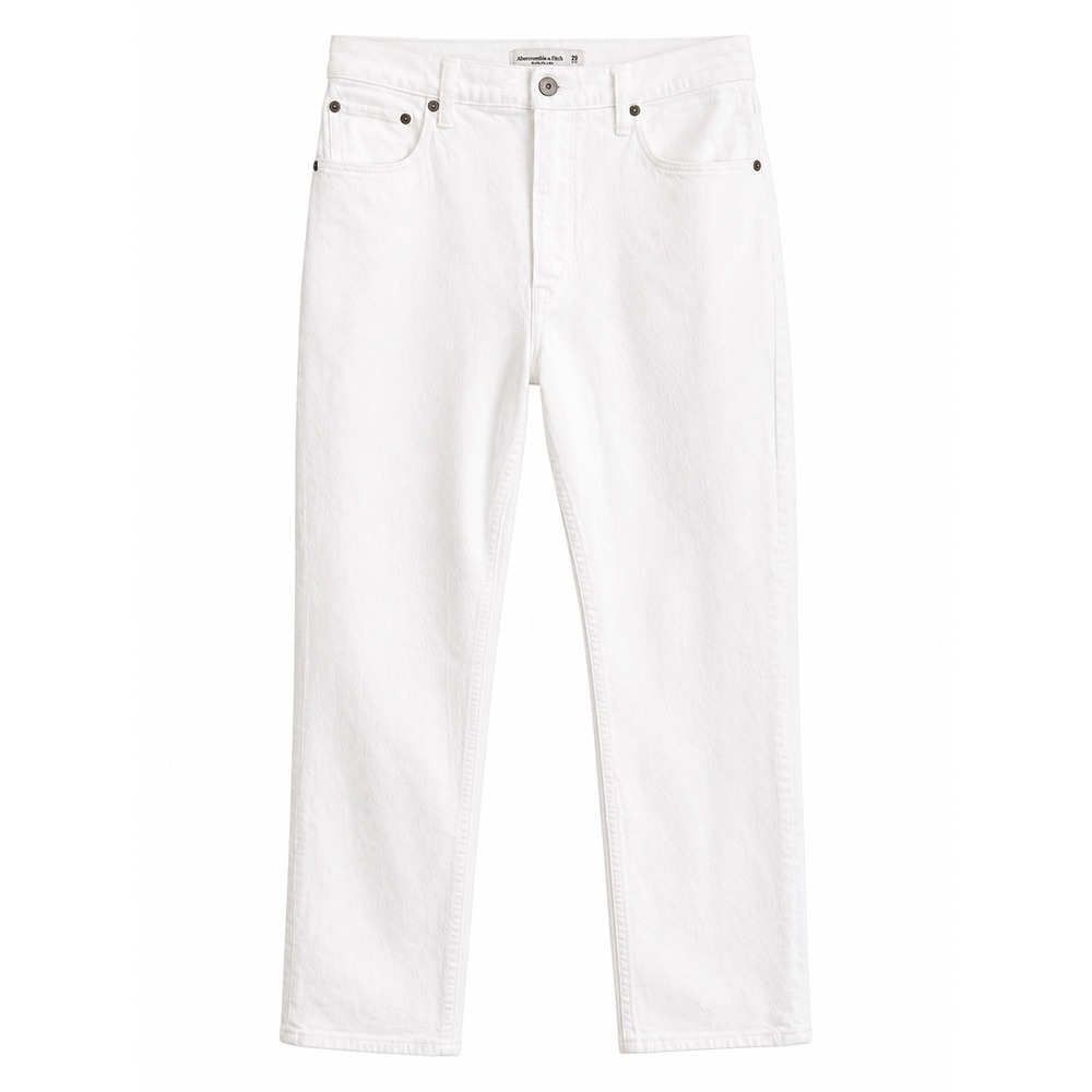 Abercrombie & Fitch Curve Love Ultra High Rise Slim Straight Jeans White Size 29